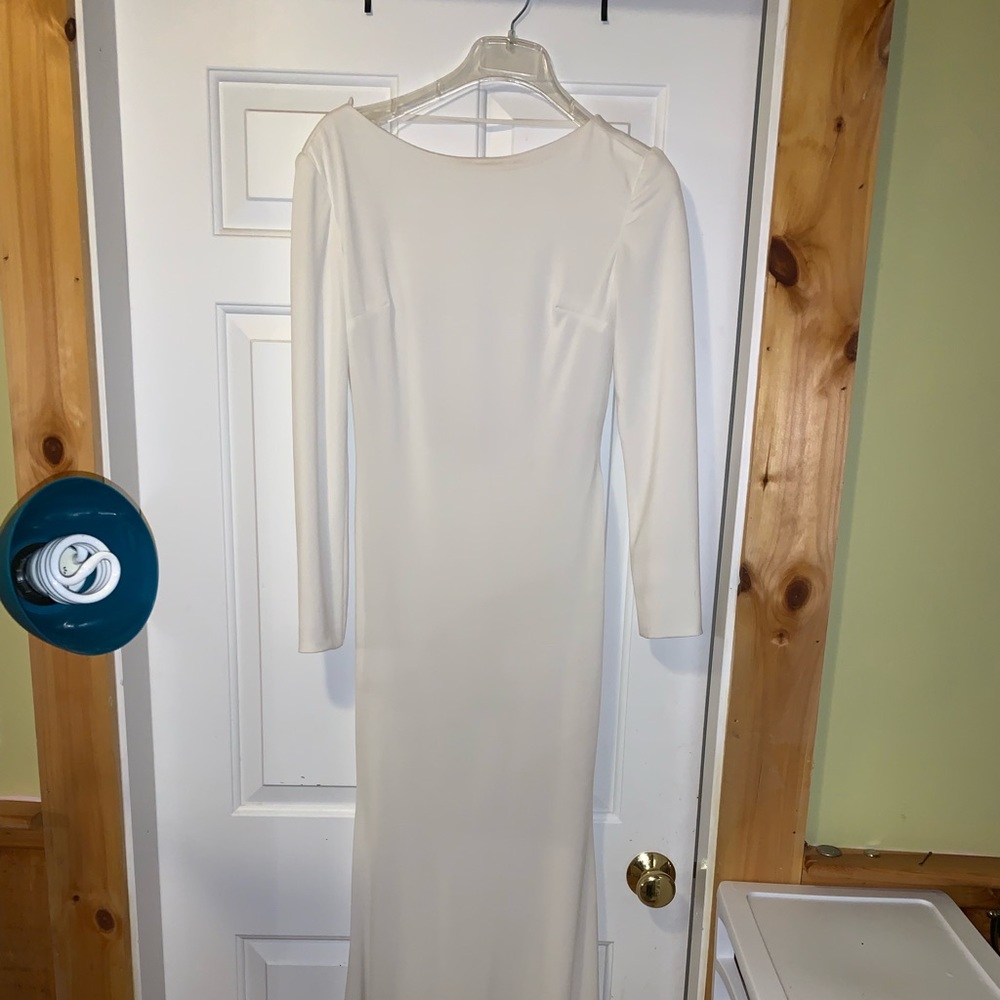 White long sleeve prom dress